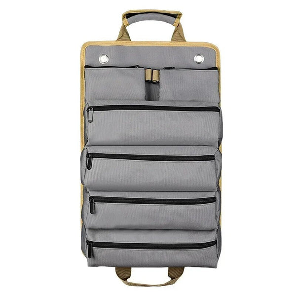 Trousse à outils roulable en tissu Oxford résistant pour professionnels, offrant un rangement durable pour le matériel de bricolage.