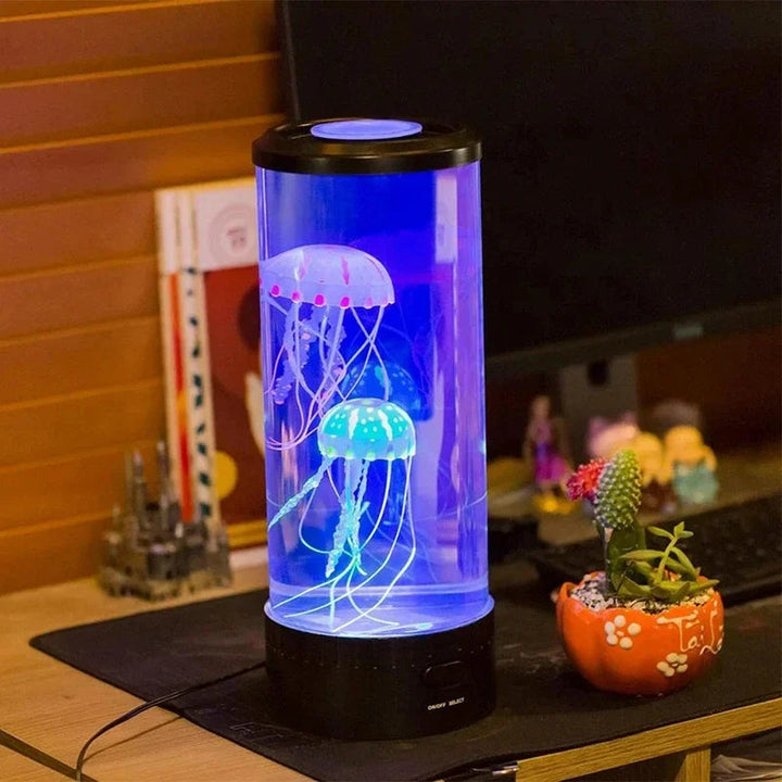 Décoration lumineuse LED, lampe méduse magique pour ambiance aquatique apaisante, idéale comme veilleuse.