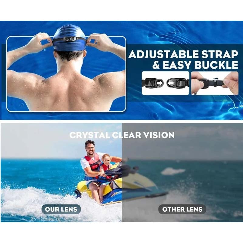 Vision large et protection UV/anti-buée avec les lunettes de natation AquaVision Pro. Accessoire de sport aquatique.