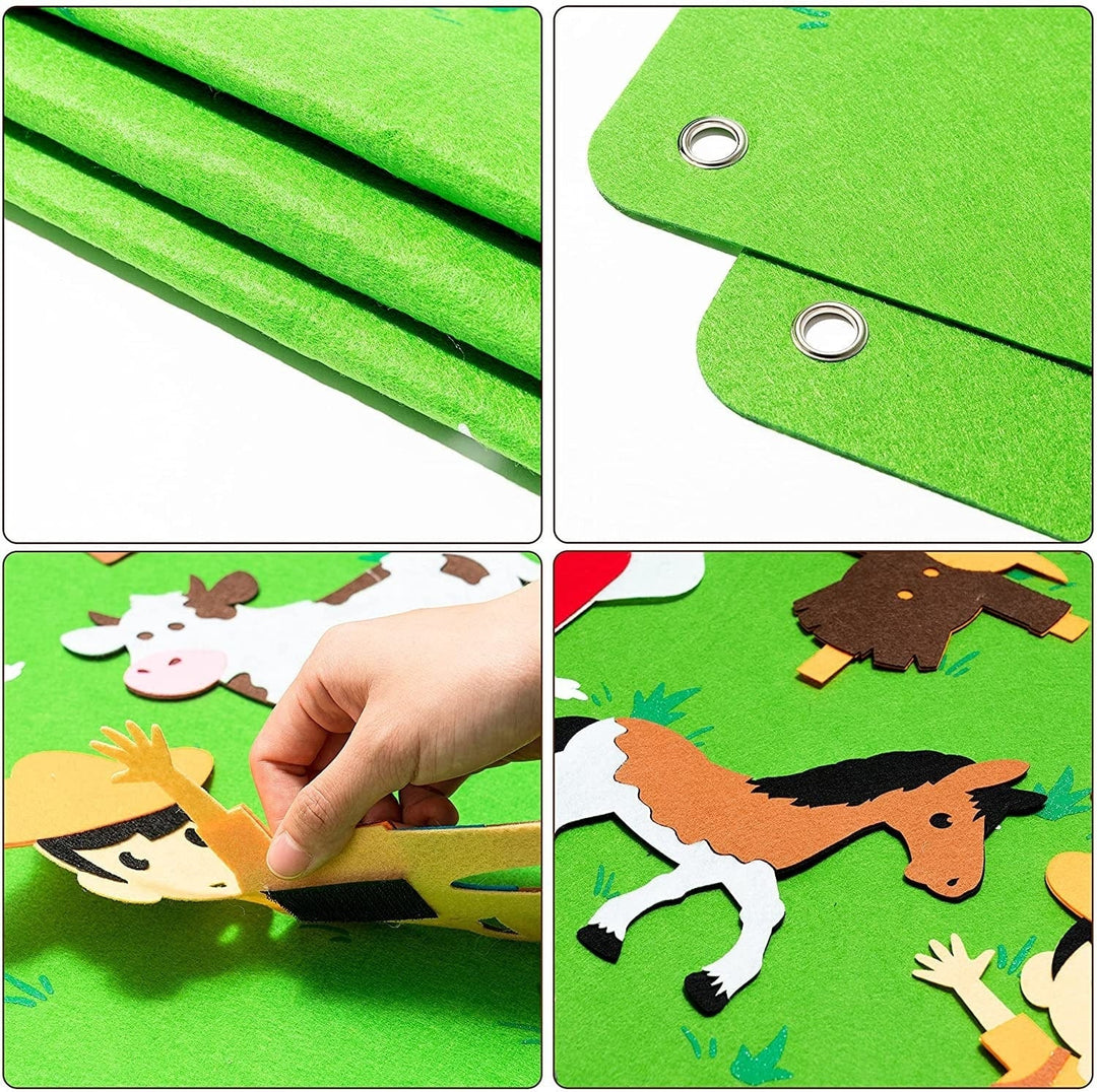Tableau en feutre éducatif pour enfants, intégré dans une chambre, offrant un espace de jeu créatif.