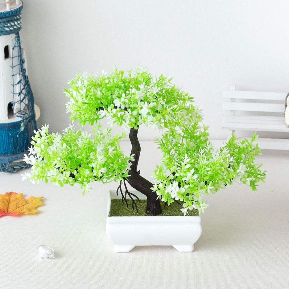 Magnifique ornement bonsaï artificiel, plante verte idéale pour décorer salon, bureau ou toute pièce de la maison.