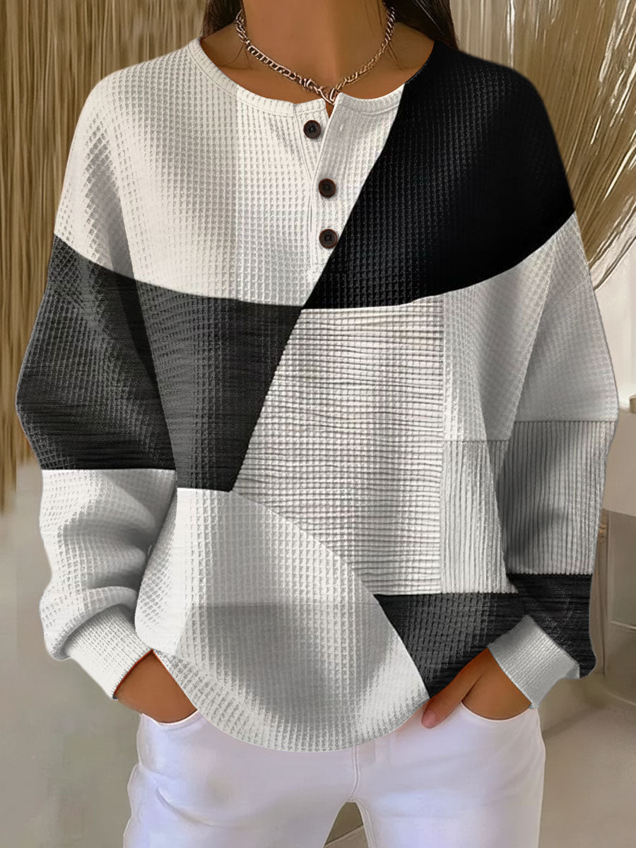 Pull femme douillet en tricot gaufré, chaud pour l'hiver et l'automne.