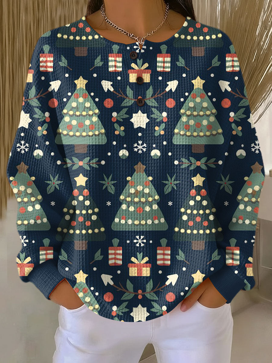 Pull femme décontracté en tricot gaufré, parfait pour l'automne-hiver.