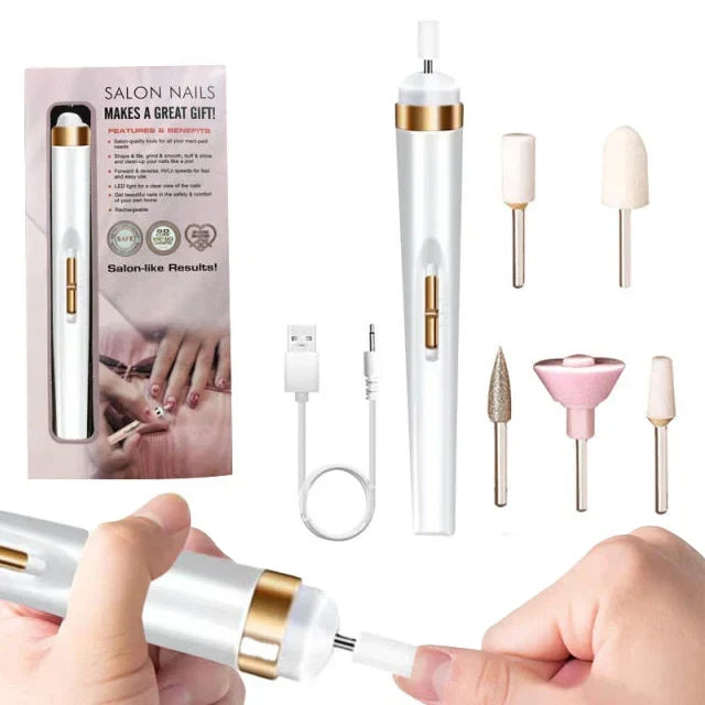 Outil beauté mains électrique 5 en 1, manucure portable, lime, polissage et soin des ongles sans effort.