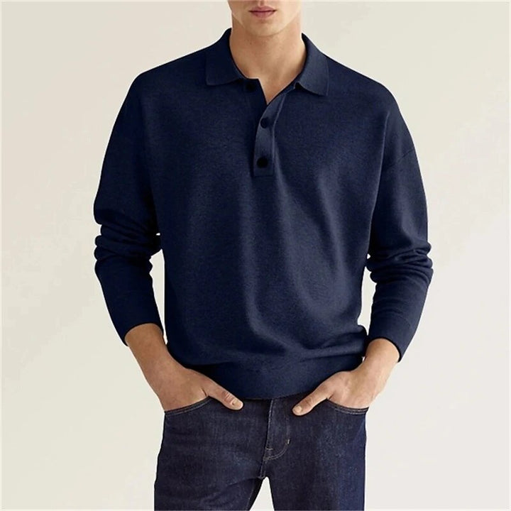 Polo homme élégant en coton à manches longues, offrant confort supérieur et un style décontracté pour chaque saison.
