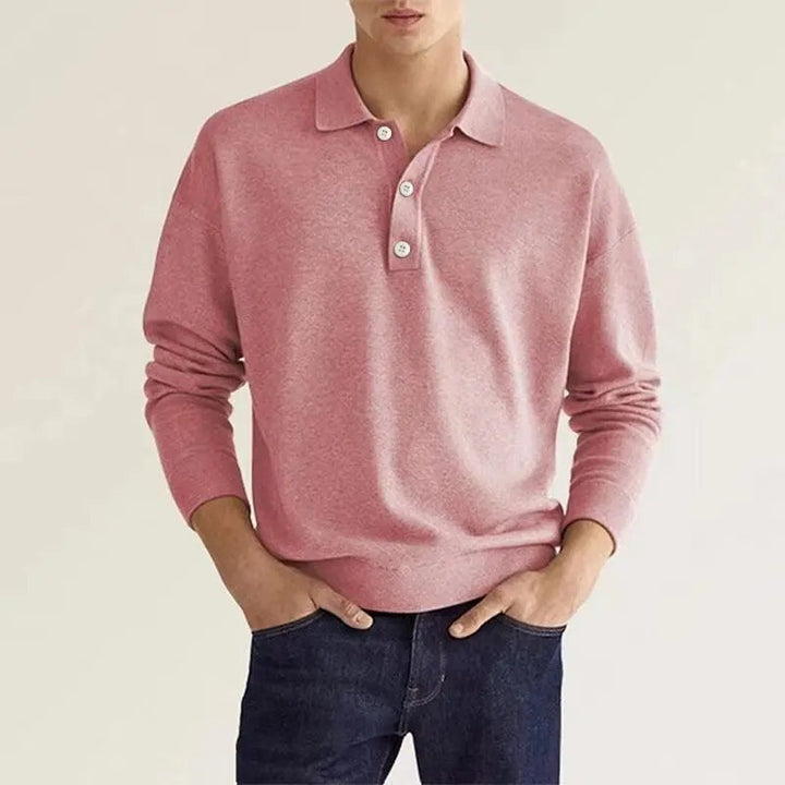 Polo homme à manches longues, coupe moderne et élégante en coton doux, idéal pour un look casual chic et confortable.