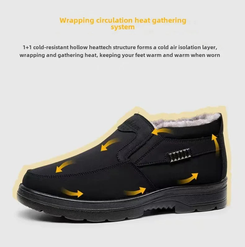 Bottes homme robustes et imperméables, idéales pour l'hiver, avec soutien orthopédique et semelle antidérapante.