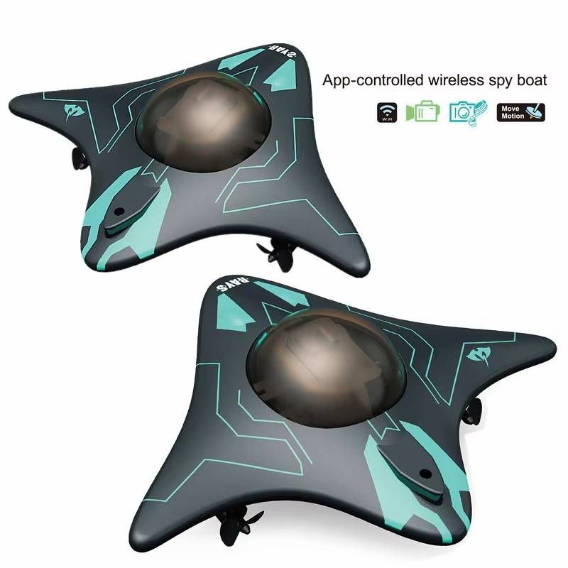 Vue détaillée du sous-marin RC jouet, montrant sa robustesse et son design adapté à l'exploration aquatique. Cadeau idéal.