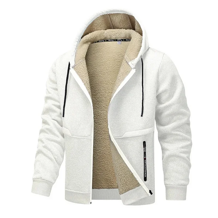 Hoodie homme pratique à zip intégral et capuche. Idéal pour sportswear et loisirs, très confortable.