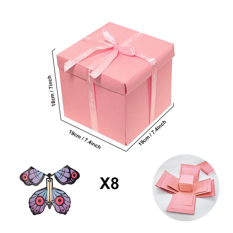 Boîte surprise pour cadeau personnalisé, idéale pour révéler un message ou un petit présent.