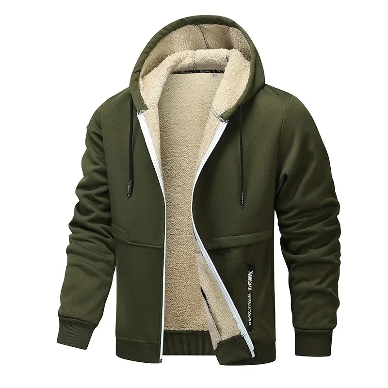 Hoodie homme zippé intégral avec capuche, chaud et confortable. Veste décontractée mode masculine automne-hiver.
