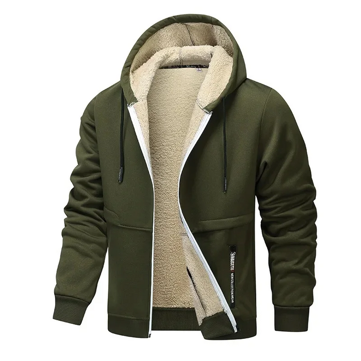 Hoodie homme zippé intégral avec capuche, chaud et confortable. Veste décontractée mode masculine automne-hiver.