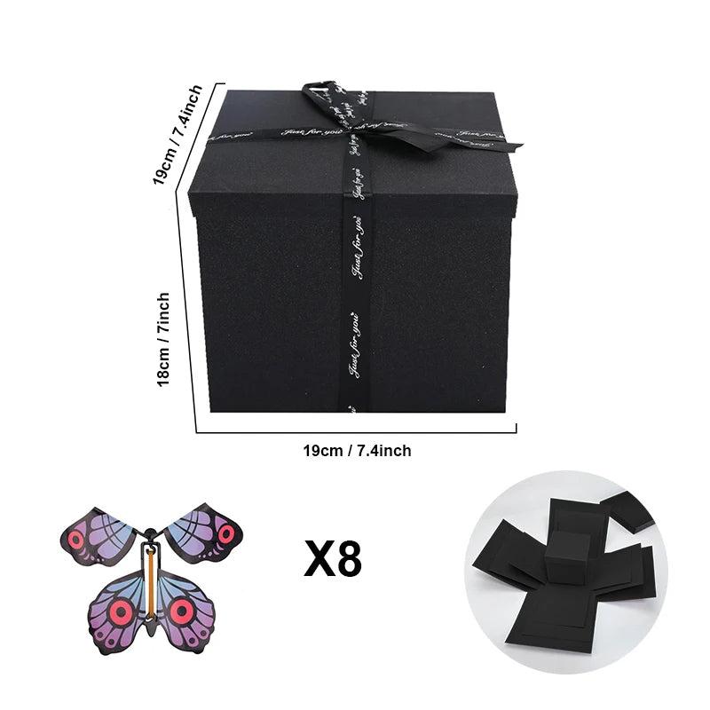 Boîte surprise polyvalente, idéale pour fêtes, anniversaires, mariages, cadeau personnalisé.