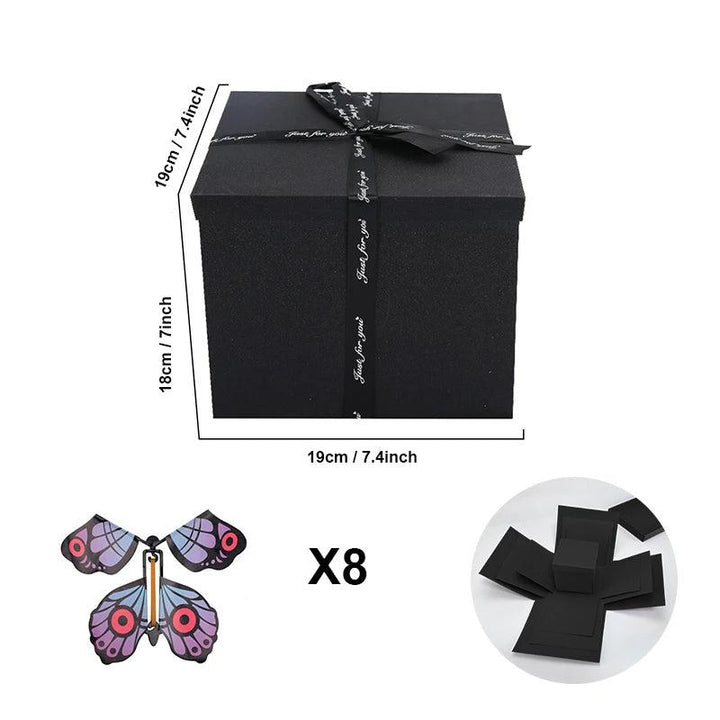 Boîte surprise polyvalente, idéale pour fêtes, anniversaires, mariages, cadeau personnalisé.