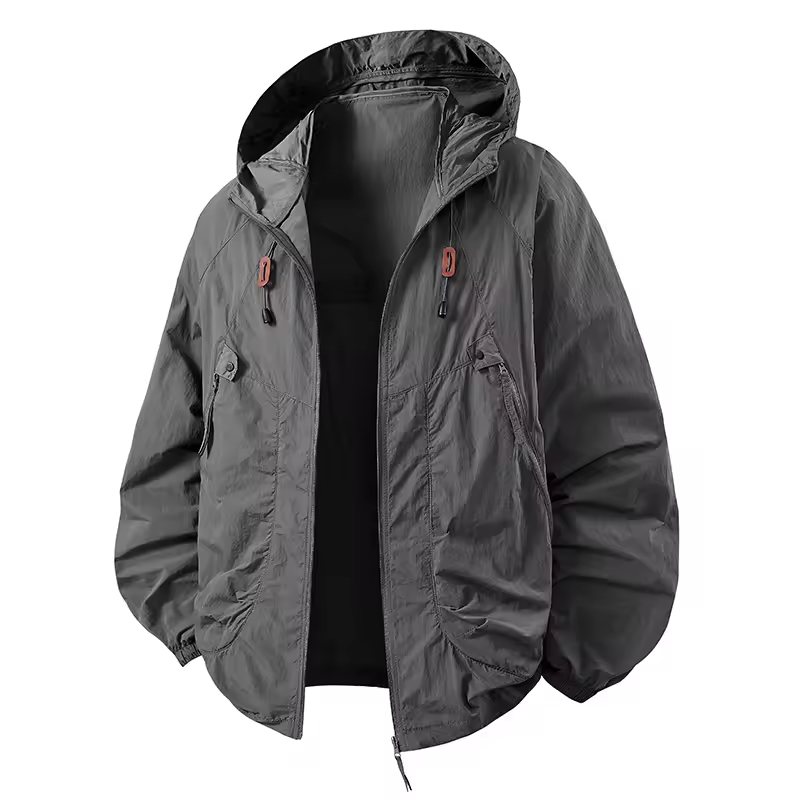 Veste de printemps unisexe, légère et respirante, avec capuche pour une polyvalence accrue.