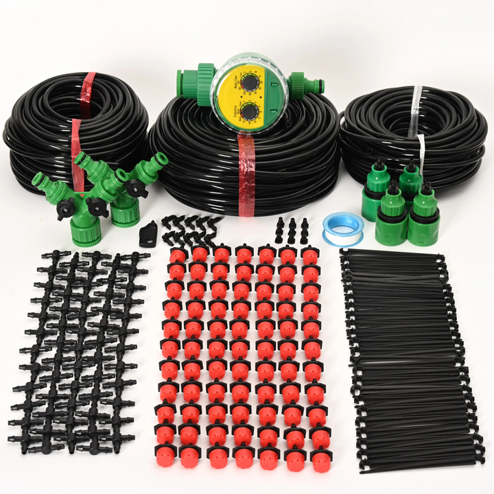 Kit d'irrigation automatique goutte-à-goutte avec minuterie. Parfait pour plantes de jardin, balcon, serre.