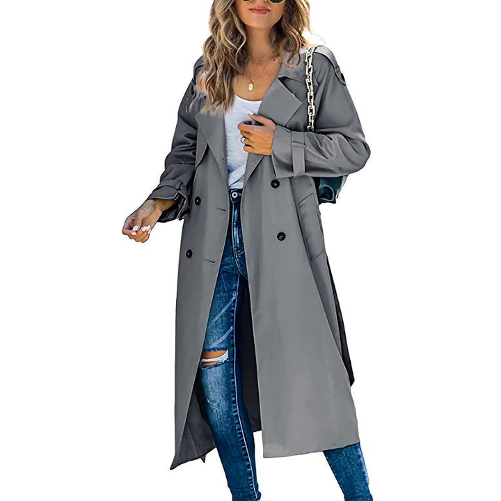 Veste trench longue femme, intemporelle et chic, parfaite pour les looks de printemps et d'automne.