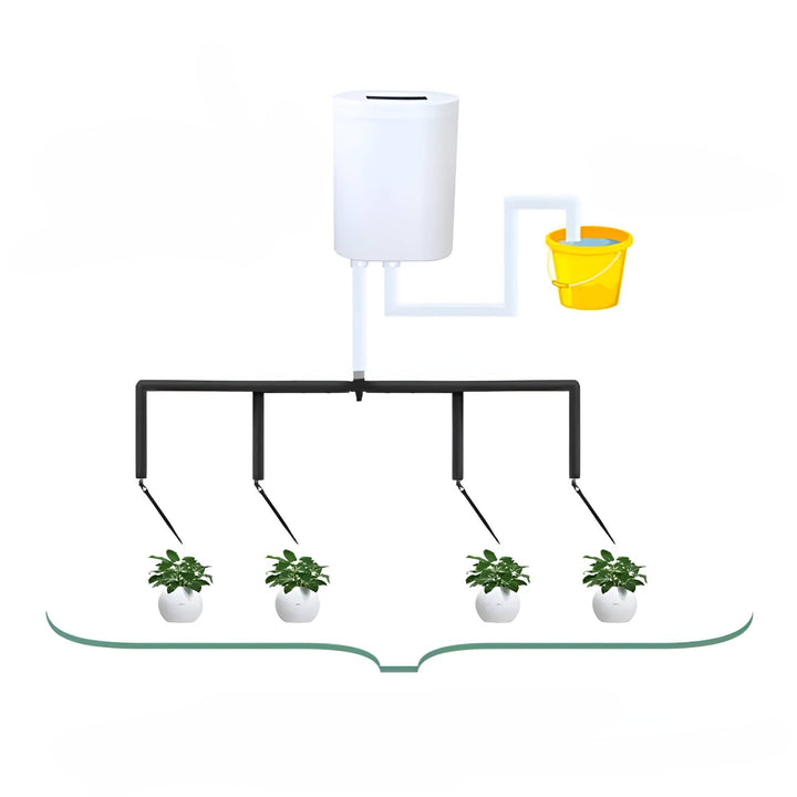 Vue d'ensemble du système d'arrosage automatique intelligent pour plantes de balcon, terrasse et maison.