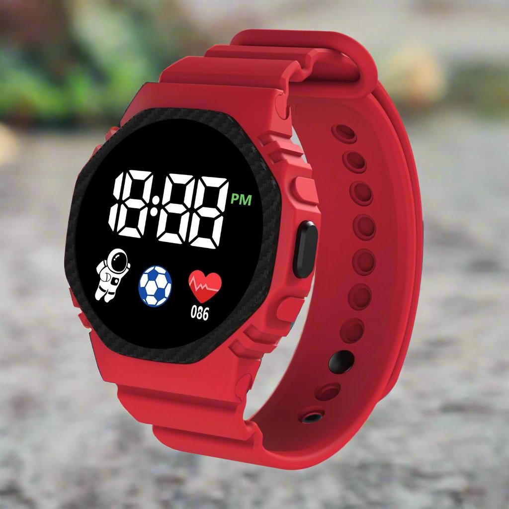 Montre enfant LED éducative robuste, affichage digital, calendrier, idéale pour apprendre le temps, garçon/fille.