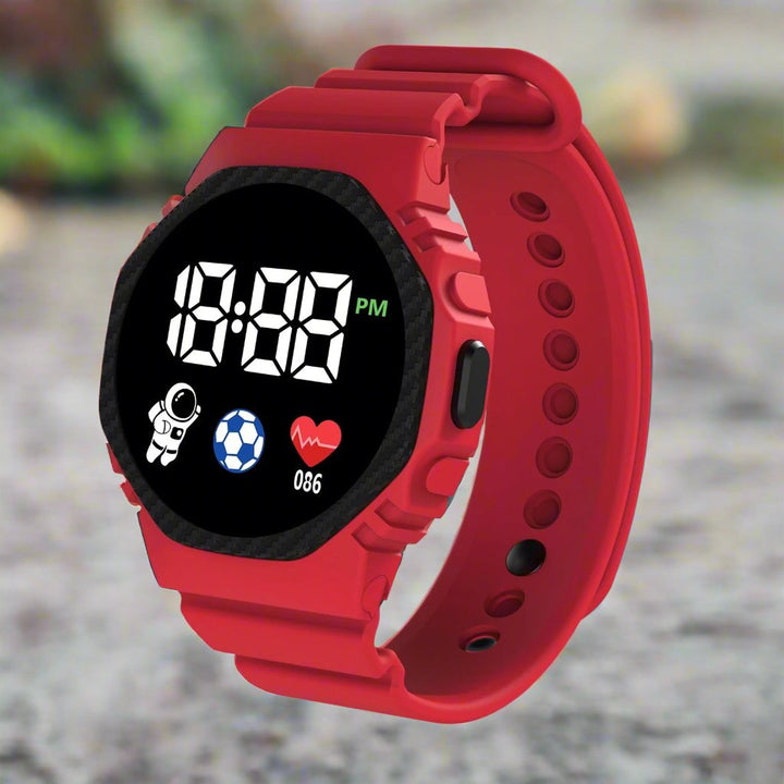 Montre enfant LED éducative robuste, affichage digital, calendrier, idéale pour apprendre le temps, garçon/fille.