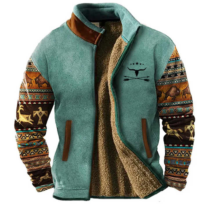 Col montant douillet de la veste homme hiver vintage, offrant chaleur et style élégant. Parfaite pour le froid.