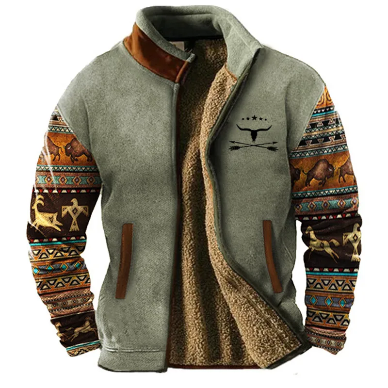 Dos de la veste homme vintage hiver, coupe relax et élégante, parfaite pour chaleur et confort au quotidien.