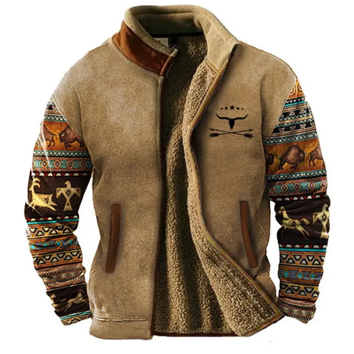 Veste homme hiver vintage matière chaude, col montant, garantissant élégance et protection efficace contre le froid.