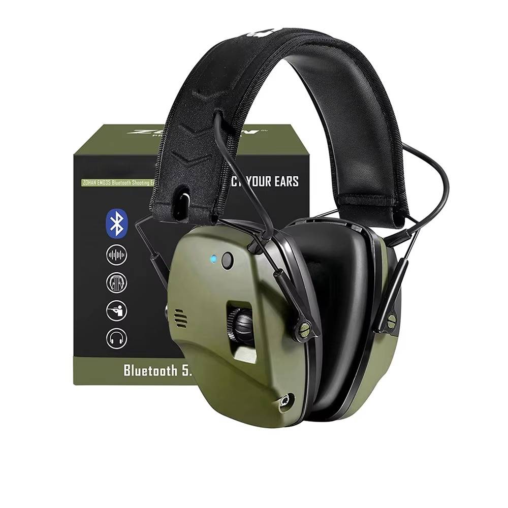 Casque antibruit Bluetooth pour tir et chasse, avec communication sans fil et protection auditive active extérieure.