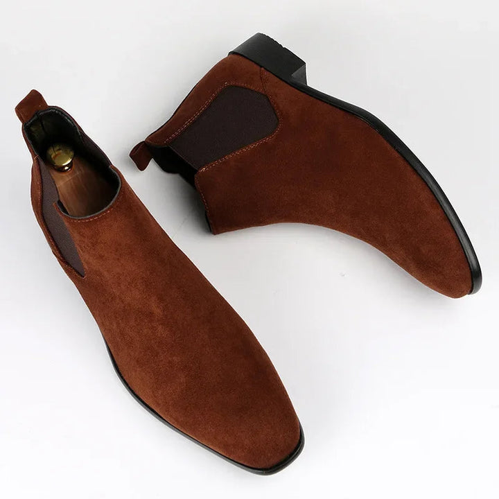 Bottines Chelsea homme bout pointu, chaussures confortables, élégantes, enfilage facile, mode automne hiver.