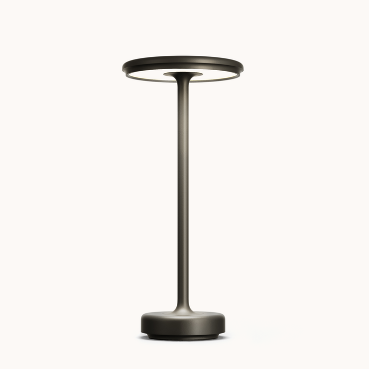 Lampe de table LED sans fil rechargeable avec variateur, ambiance lumineuse ajustable intérieur/extérieur.