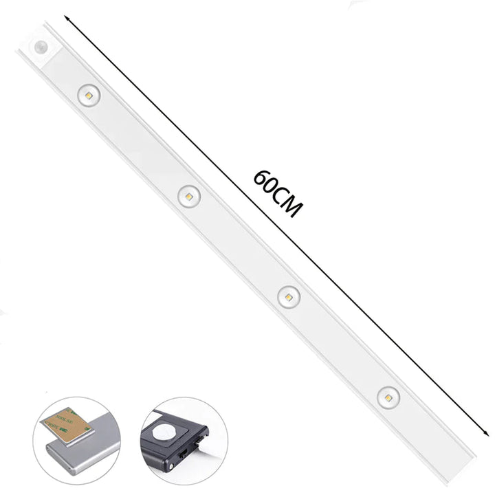 Éclairage mural LED intelligent et moderne, sans fil, avec capteur de mouvement pour une lumière pratique.