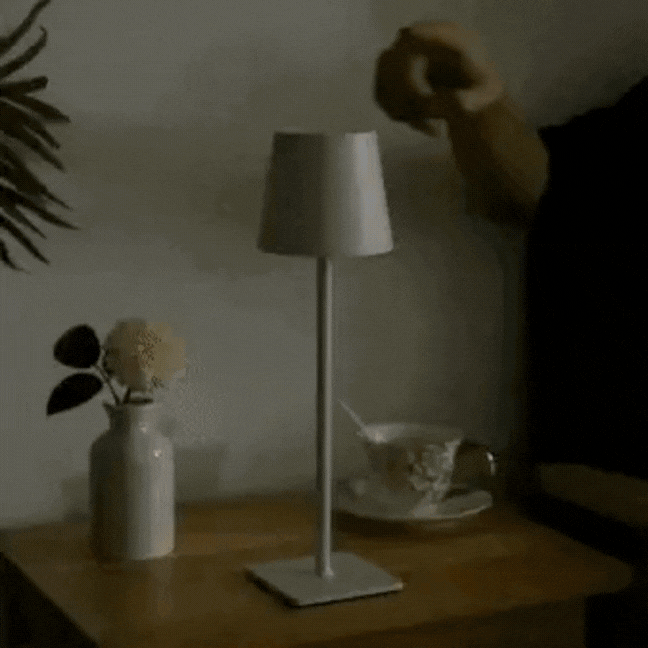 Lampe de table LED en aluminium, sans fil, rechargeable, résistante pour intérieur/extérieur.