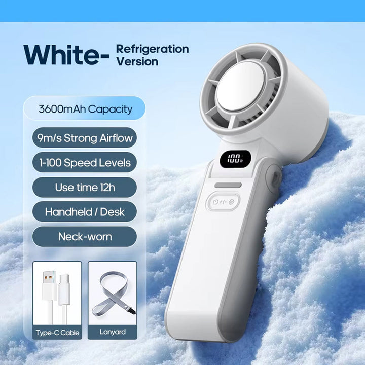 Ventilateur portable anti-chaleur turbo USB-C, parfait pour une fraîcheur personnelle intense durant l'été.