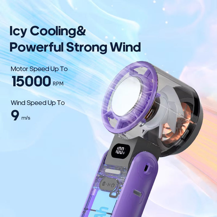Ventilateur portable USB-C turbo pour un refroidissement direct, parfait au bureau, à la maison ou en voyage contre la chaleur.