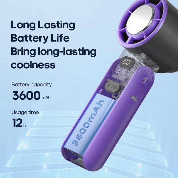 Puissant ventilateur turbo portable USB-C avec refroidissement direct pour une fraîcheur intense et personnelle cet été.