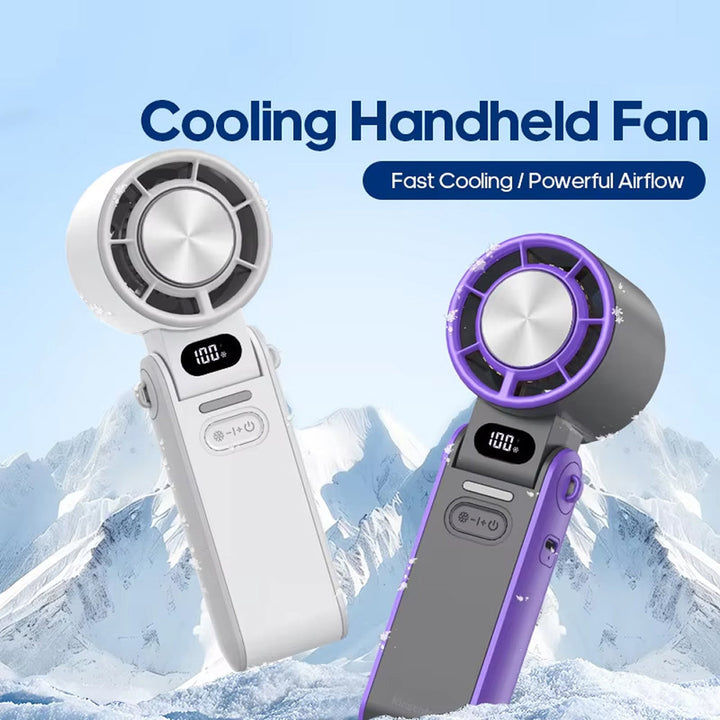 Ventilateur portable turbo anti-chaleur avec technologie semi-conducteur et alimentation USB-C pour un été au frais.