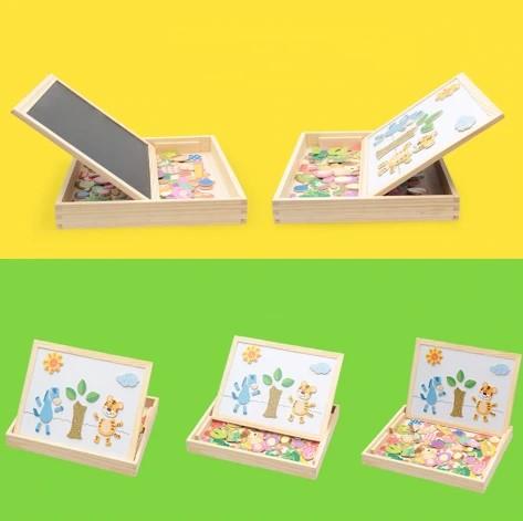 Cadeau parfait pour enfant: tableau de dessin et puzzle magnétique en bois, encourageant le jeu imaginatif et l'apprentissage.