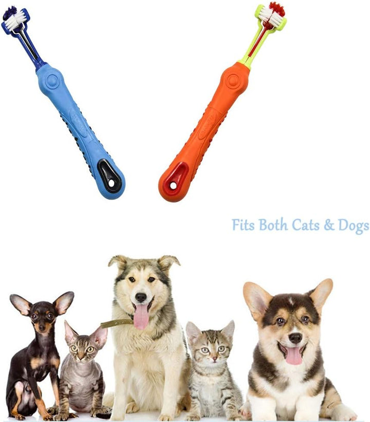 Brosse à dents 3 côtés innovante pour animaux. Nettoyage efficace et rapide. Hygiène bucco-dentaire optimale.