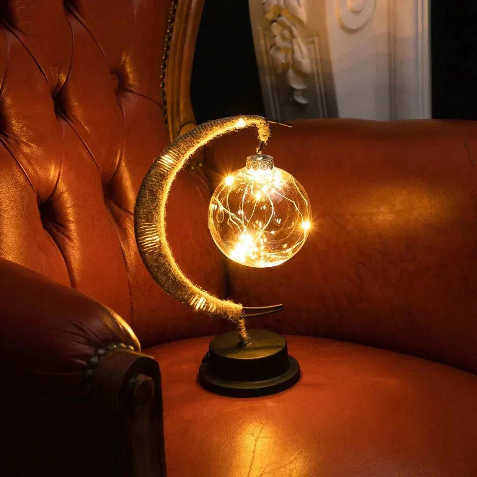 Design unique: lampe de table lune rêveuse en verre, luminaire d'ambiance délicat.