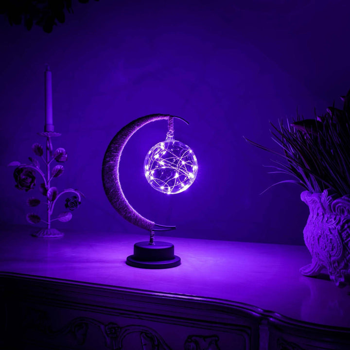 Lampe lune en verre borosilicaté, luminaire de table LED pour une ambiance romantique.
