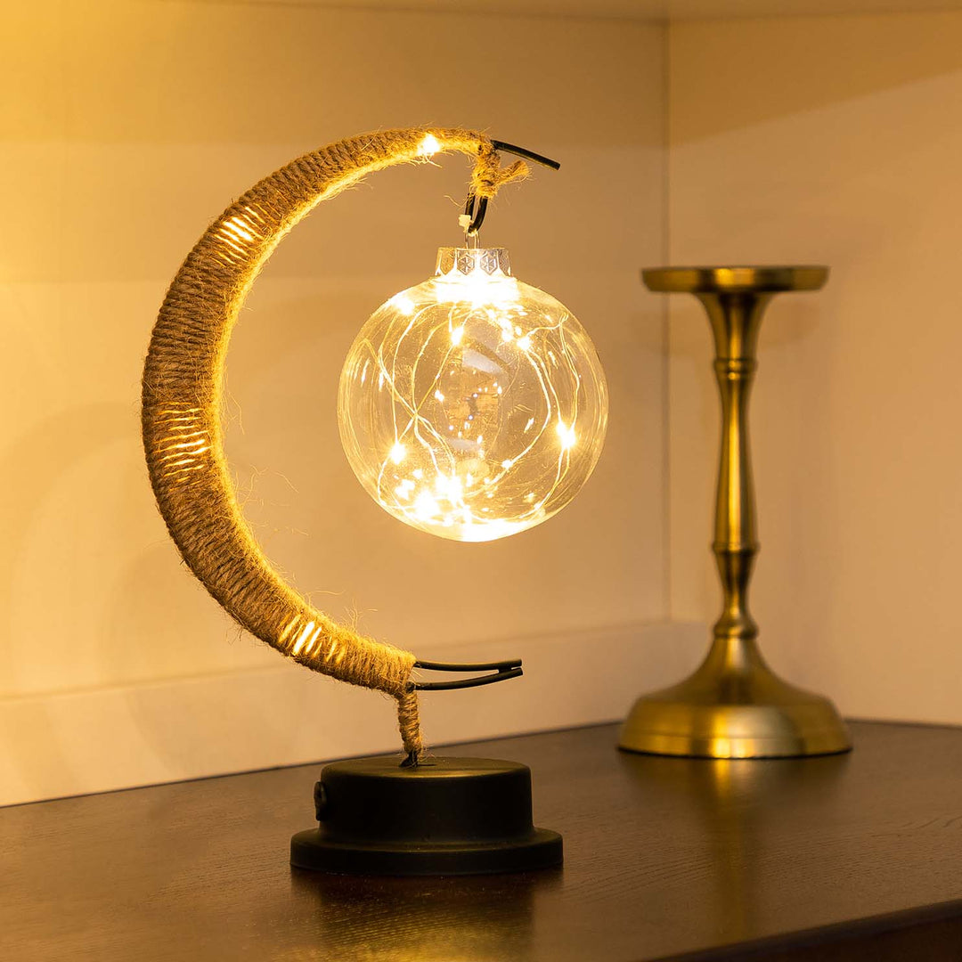 Lampe à poser lune rêveuse, verre borosilicaté résistant, éclairage LED chaleureux.