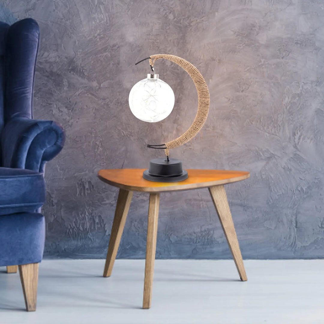 Magnifique lampe de table lune en verre pour une décoration intérieure féerique.