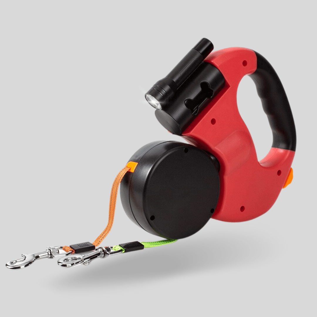 Promenade agréable avec la laisse double durable, dotée d'un connecteur pivotant anti-torsion.