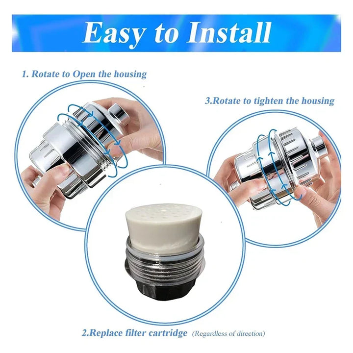 Lot de 5 cartouches anticalcaire et anti-chlore ClearFlow pour filtre de douche, protège peau et cheveux.