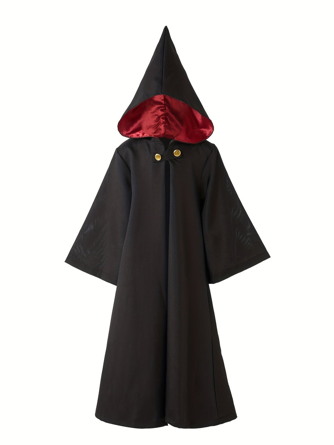 Déguisement de sorcier enfant: cape sombre, chapeau pointu, lunettes et baguette, parfait pour fête déguisée.