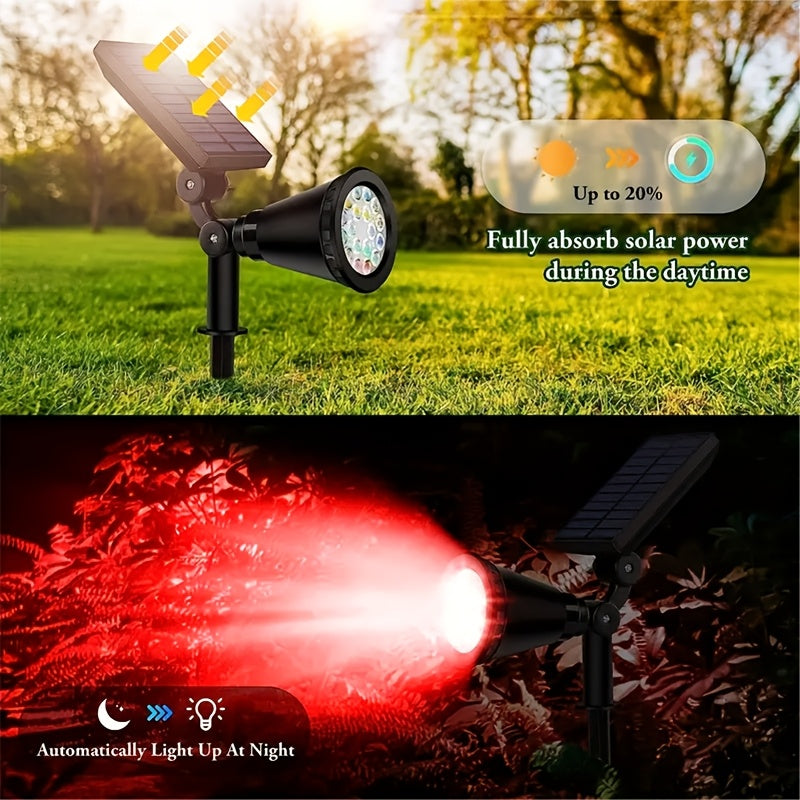 Projecteur solaire extérieur LED résistant et étanche. 3 niveaux de luminosité pour illuminer jardin, allée, terrasse.