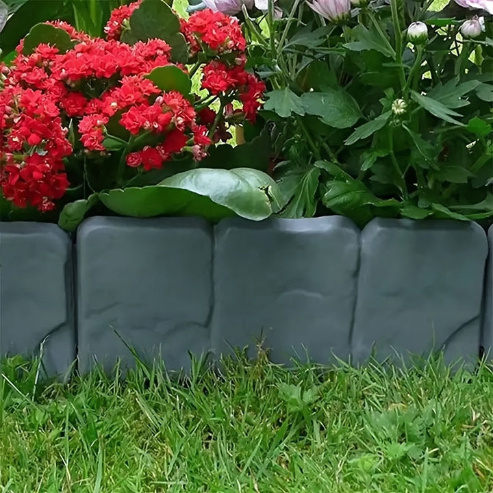Set de bordures de jardin effet pierre, pratique et esthétique, pour une délimitation claire de vos espaces.