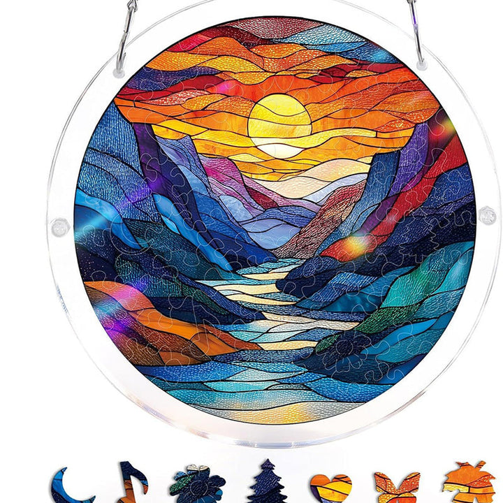 Vitrail acrylique coloré thème océanique, attrape-lumière suspendu pour fenêtre.