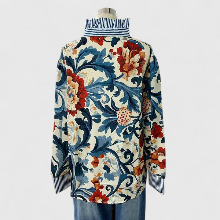 Chemisier femme élégant floral 3D, design unique pour mode chic, alliant confort et originalité, manches longues.