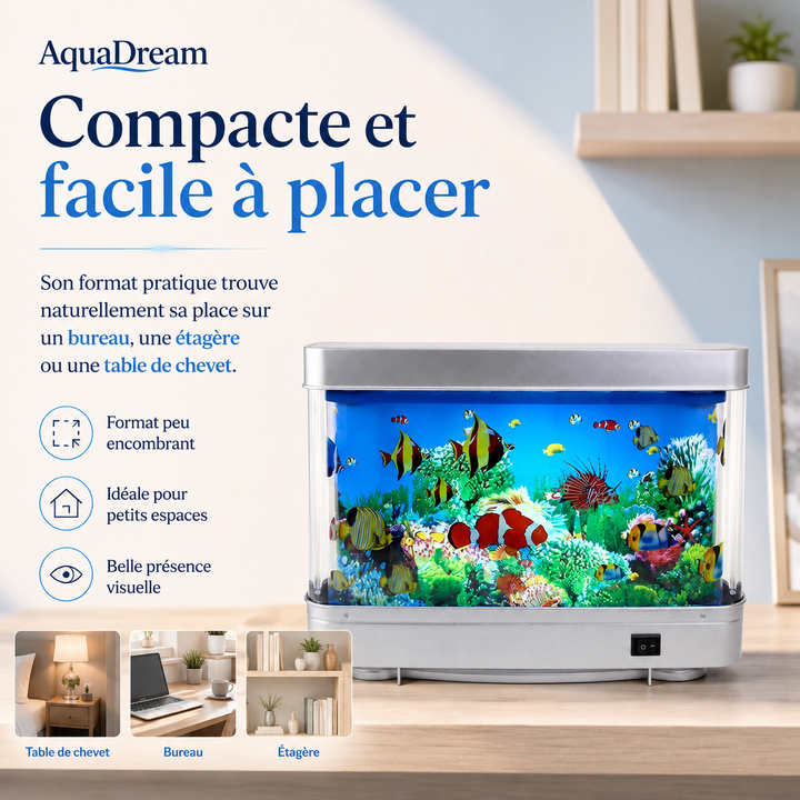 Lampe aquarium LED rétro, décoration maison unique AquaDream, apporte touche relaxante au salon ou chambre.